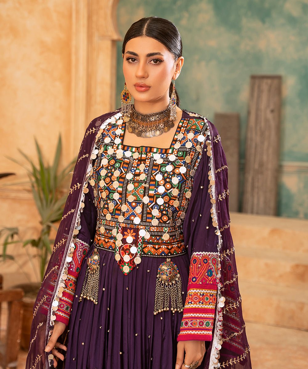 Laal Metton Purple Heritage Dress