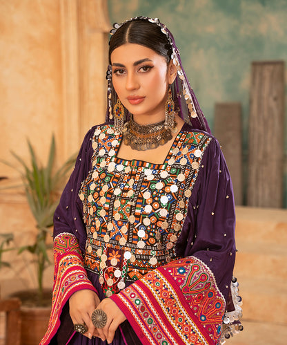 Laal Metton Purple Heritage Dress
