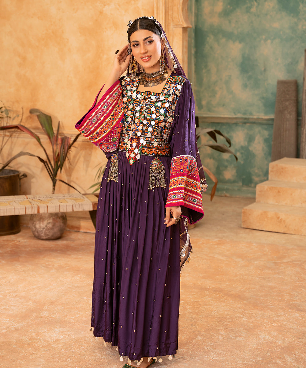 Laal Metton Purple Heritage Dress