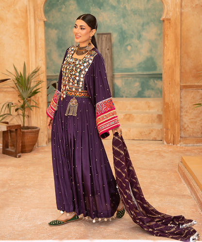 Laal Metton Purple Heritage Dress