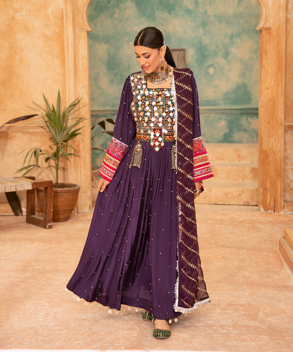 Laal Metton Purple Heritage Dress